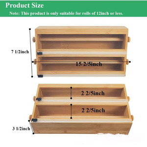 Supporto per organizzatore di rotoli di bambù in carta di alluminio con involucro di plastica, Dispenser per involucro 2 in 1 con taglierina e Logo per cassetto da cucina - Product Image 2