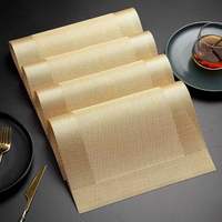 Ensemble de sets de table en PVC tissé noir, gris et or, écologiques, durables, classiques, carrés, de luxe, épaisseur 3 mm, pour restaurant et hôtel