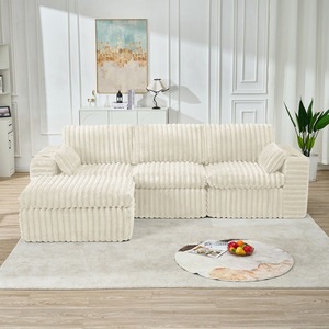 Sofá Seccional de Luxo em Corduroy com Combinação de Espuma, Sofá de Canto para Três Pessoas, Móveis para Sala de Estar - Product Image 5