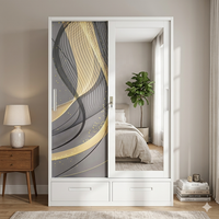 Armoire de chambre en acier imprimée avec casiers de rangement, 120 cm, organisateur de chambre en métal
