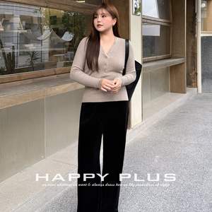 Pantalones Anchos de Terciopelo para Mujer, Talla Grande, Marca Runqi, Cintura Alta, Forro Polar Negro, N9416, Grosor Medio - Product Image 2