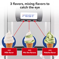 Machine à glace molle automatique FEST à trois saveurs, modèle commercial de table, nouvelle, 220V, en acier inoxydable, avec pompe à air, en vente
