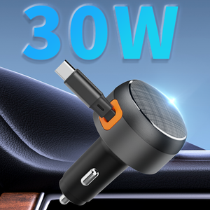 Cargador de coche retráctil metálico de 60w con logo OEM, doble puerto, carga rápida de 30W, USB tipo C, para iPhone y todos los teléfonos Android. - Product Image 2