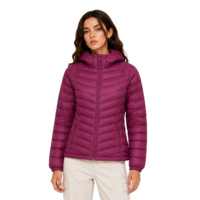 Veste courte matelassée à capuche bordeaux pour femme, manteau d'hiver chaud et matelassé, veste décontractée coupe-vent en duvet pour femmes