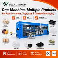 Machine de thermoformage entièrement automatique à commande PLC à trois postes pour la fabrication de boîtes à œufs, de boîtes à lunch jetables et de contenants en PP, PET, PS, PVC