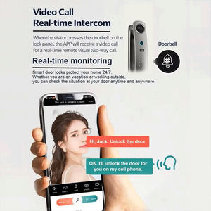 OEM Tuya kunci pintu Video pintar, kunci pintar 3D kamera rumah pintar aluminium paduan seng dengan kata sandi kunci pintar Digital - Product Image 6