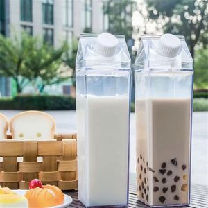 500ml Colorful Square <b>Plastic</b> Acrylic Milk Carton Water Bottle with Direct <b>Drinking</b> Lid Leak-Proof Party Use - Product Image 3