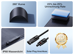 Panneau solaire flexible mono IP67 étanche 240W noir, efficacité 18%, pour balcons, camping-cars, sacs à dos et tentes. - Product Image 6