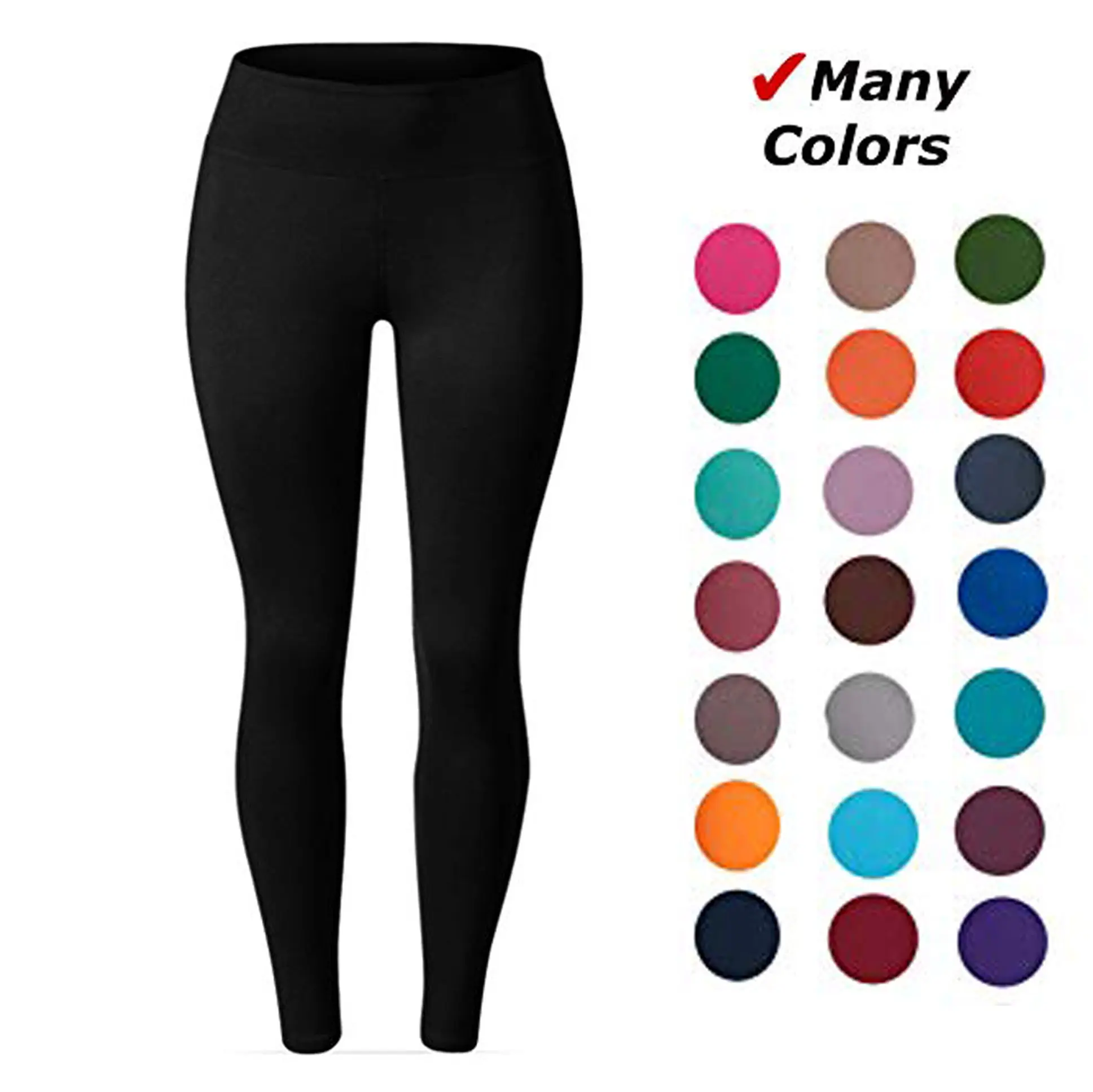 92% poliéster 8% spandex yoga cintura banda amanteigado macio duplo escovado yiwu preto cor sólida leggings para as mulheres