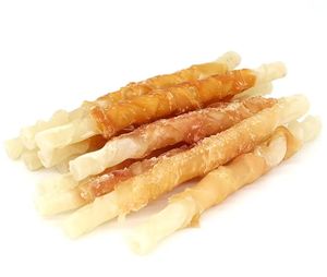 Venta al por mayor al precio más bajo comida de pollo embalaje personalizado bocadillos para mascotas pollo y Palo de cuero crudo grande productos OEM ODM - Product Image 5