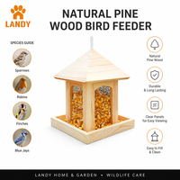 Mangeoire à oiseaux sauvages avec logo personnalisé, fenêtre transparente, distributeur automatique de graines en bois durable pour l'alimentation des oiseaux