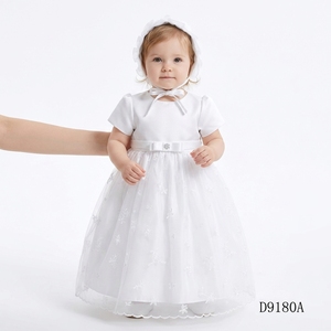Vestido de <span class=keywords><strong>Bautizo</strong></span> <span class=keywords><strong>para</strong></span> Bebé D9180A con Falda de Gasa Bordada y Decorada con Cuentas Cosidas en la Cintura <span class=keywords><strong>para</strong></span> la Ceremonia de Bautismo - Product Image 1