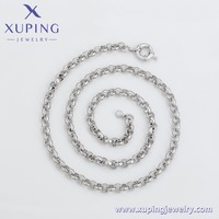 XUPING Vente en gros de bijoux Collier à maillons de câble plat plaqué platine couleur argent pour hommes