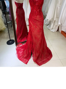 Abito da sera 2026 mozzafiato a sirena con scollo a barchetta, lunghezza al pavimento, in raso, con catena di cristalli scintillanti, senza spalline, in pizzo nero - Product Image 6