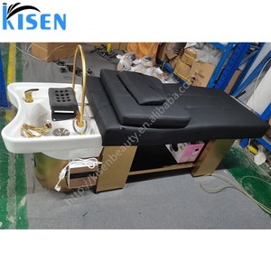Kisen Meilleur Lit de Lavage de Cheveux avec Base Dorée, Évier Noir et Blanc, Matelas Épais, Circulation d'Eau Douce, Spa Capillaire, Acier Inoxydable - Product Image 6