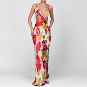 Avrupa amerikan kadınlar için 2025 yaz çiçek <span class=keywords><strong>Bodycon</strong></span> elbise seksi Slim Fit rahat kayış kat-uzunluk sınır ötesi OEM <span class=keywords><strong>XL</strong></span> doğal - Product Image 1