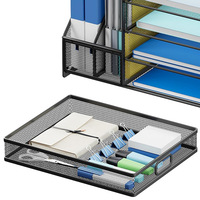 Organisateur de bureau multifonction moderne à 5 niveaux en métal, accessoires de bureau, organiseur de papeterie, plateau de rangement de bureau, personnalisable
