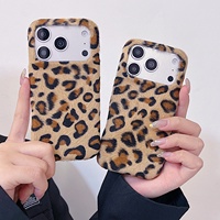 Coques de téléphone tendance en peluche haut de gamme à imprimé léopard pour iPhone 17 Pro Max, Apple 16 Pro, 15, 14 – Idéales pour l'automne et l'hiver