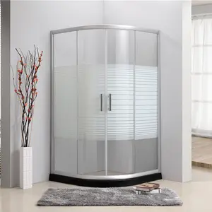 厂家直销低价浴室图案钢化玻璃滑动淋浴门