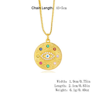 Collar de Cobre con Colgante de Diamante y Corazón Geométrico, Ojo del Diablo, Gota de Agua, Circonita, Palma, Corazón, Vintage, Mujer - Product Image 6