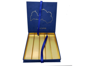AOBO - Embalaje de Lujo Personalizado para Chocolate, Bandeja de Papel de Grado Alimenticio con Inserto y Estampado en Caliente con Lámina Dorada sobre Cartón Gris, Caja de Regalo - Product Image 4