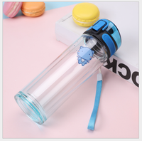 Bouteille d'eau en verre borosilicate portable à double paroi, ml, bouteille d'eau en verre avec couvercle gonflable pour la pratique sportive