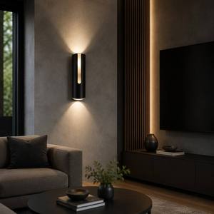Applique murale cylindrique moderne SHIZI, éclairage vertical haut/bas, en aluminium noir, pour intérieur/extérieur, lampe de lavage verticale, couloir, hôtel, OEM - Product Image 3