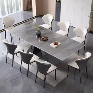 Tavolo da Pranzo Minimalista Moderno in Lastra di Pietra, Semplice ed Estensibile <span class=keywords><strong>per</strong></span> Piccole Case o Appartamenti, Ideale <span class=keywords><strong>per</strong></span> il <span class=keywords><strong>Soggiorno</strong></span> - Product Image 2