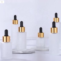 Flacon compte-gouttes en verre blanc givré pour huiles essentielles, emballage cosmétique pour sérum
