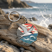 Porte-clés personnalisé en émail dur thème Océan Nord Atlantique, cadeau premium sur le thème de la faune marine, breloque souvenir en alliage de zinc représentant un pétomène, une baleine et une loutre