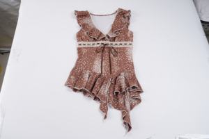 Camiseta de punto transpirable con estampado de ciervo Y2K para mujer, cuello en V, dobladillo con volantes, blusa de manga corta estilo Fairycore, fresca para el verano - Product Image 2