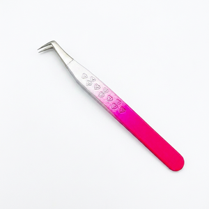 Pince à épiler professionnelle pour extensions de cils, 65 degrés, à prise en forme de cœur, précise, durable, en acier inoxydable, impression de logo personnalisée, haute qualité - Product Image 1