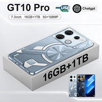 Téléphone mobile Android 5G GT 10pro à prix de gros, prix bas, haute définition, 16 Go + 1 To, appareil photo double SIM, processeur Déca-cœur, écran HD