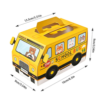Maßgefertigte Schulbus-förmige Pappschachtel Tragbare Auto-förmige Papier-Geschenkbox mit Griff Kinder-Schreibwaren Süßigkeiten-Verpackungsbox