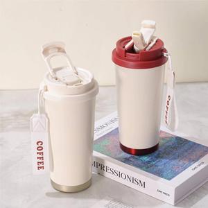Regalo Empresarial Personalizado, Ecológico, Termo de Acero Inoxidable de Doble Uso de 500 ml, Taza Térmica para Café con Cuerda - Product Image 3