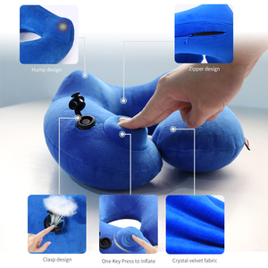 Nhà Máy Giá Xách Tay Polyester Bộ Nhớ <span class=keywords><strong>Inflatable</strong></span> Hình Chữ U Du Lịch Gối Cho Máy Bay Train Xe Du Lịch Phiêu Lưu Ngoài Trời - Product Image 2