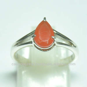 Anillo de moda de Plata de Ley 925 para hombres y mujeres, piedra preciosa cornalina cortada con pera, ocasión de boda para regalo o fiesta - Product Image 2
