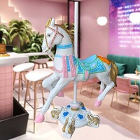 Statue de dessin animé de cheval licorne Statues en fibre de verre grandeur nature Sculpture de cheval en fibre de verre