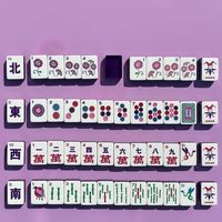 Jeu de Mahjong Américain en Acrylique Gravé, Motif Lapin Porte-Bonheur Violet, 160 Tuiles, Idéal pour Jeu en Famille, Cadeau et Fête