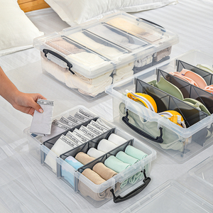 플라스틱 침대 밑 수납함, 칸막이 포함, 바퀴 달린, 옷장 속옷 정리함, 다양한 사이즈 제공 - Product Image 4