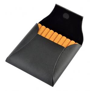 Étui à cigarettes en cuir PU de style classique avec plaque métallique, gravure de logo personnalisée pour le rangement en voyage - Product Image 2