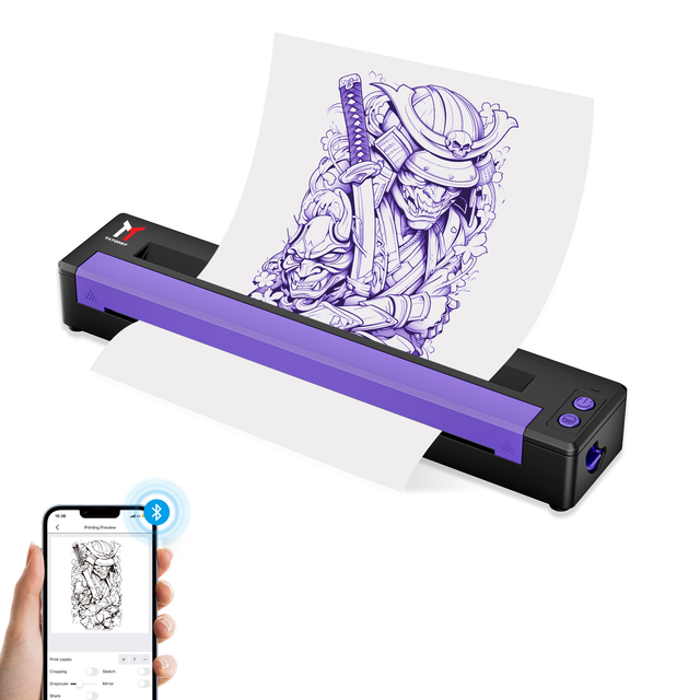 Milestone Portable Tattoo Printer MHT-P19 A4 Thermal Printer for Tattoo Stencils A4 Documents Bluetooth Rechargeable 58-216mm