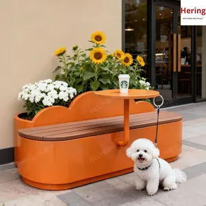 Banc de jardin Helin Designer Cloud Flower Box, siège intégré, pot de fleurs en métal et plastique, pour extérieur, parc, rue commerciale, terrasse, avec support pour animaux de compagnie - Product Image 3