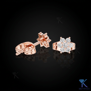 Lab Grown Diamond Floral Cluster Stud <b>Earrings</b> 7 Stone Daisy Motif 14K/18K <b>Solid</b> Gold Women's Jewelry Wedding Party Bridal - Product Image 2