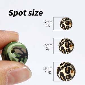 10% de réduction de qualité alimentaire 15mm collier de dentition pour bébé perles de silicone imprimées léopard personnalisées pour la fabrication de bijoux à bricoler soi-même - Product Image 2