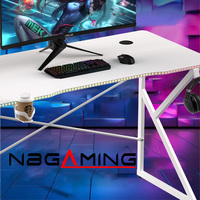 Bureau de jeu PC réglable en hauteur, extensible, de haute qualité, avec éclairage RGB, construction en métal et MDF