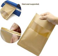 Sachets Doypack en papier kraft YR marron, blanc, noir, rouge avec fenêtre et fermeture éclair pour emballage alimentaire
