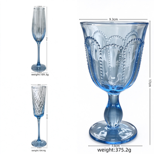 Flûte à champagne populaire personnalisée soufflée à la main, à tige bleue côtelée, verre à cocktail coupe, gobelet à vin pour mariage, toast, bar, fête - Product Image 3