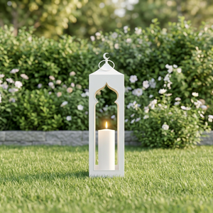 Venta al por Mayor de Linternas de Metal con Forma de Mezquita en Color Blanco para Decoración de Fiestas de Ramadán e Iftar - Product Image 3