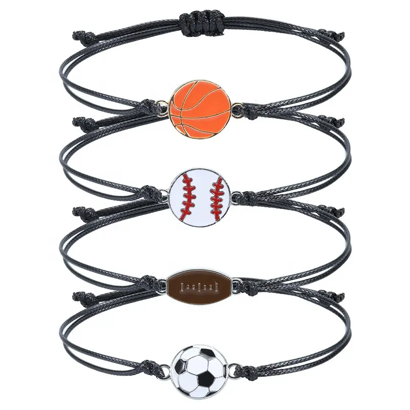 Groothandel Hot Koop Wax Koord Draad Geweven Mannen En Vrouwen Honkbal Voetbal Armband Basketbal Party Gift Armband